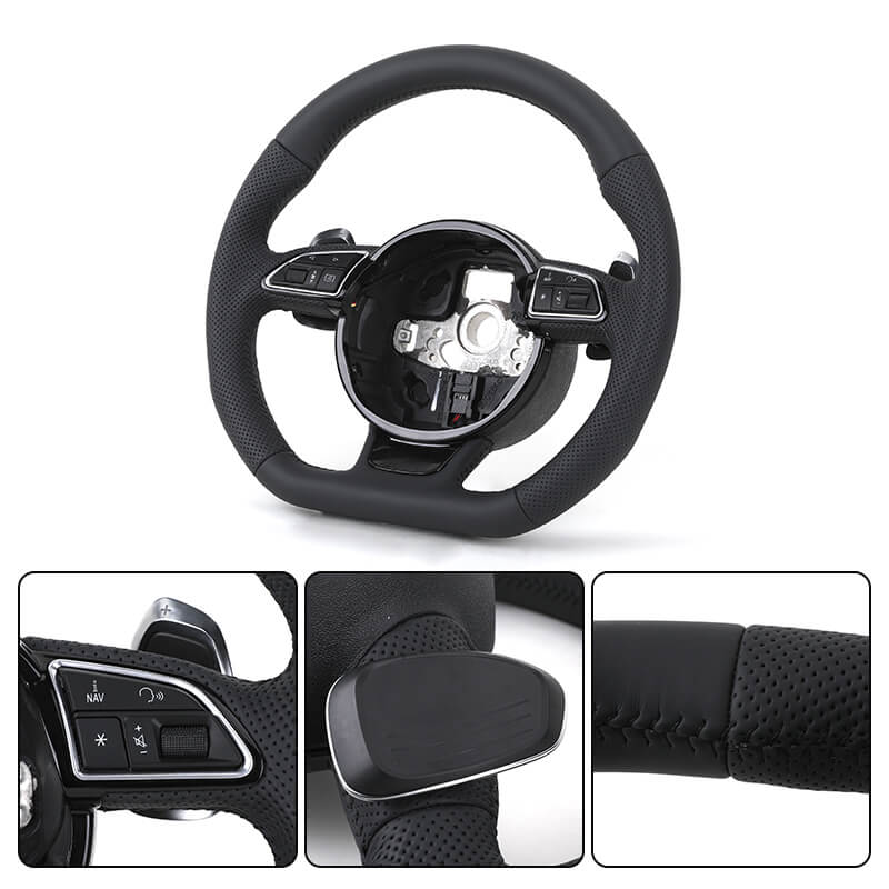 Audi - Halv Perferted Læder - Sorte Sygninger