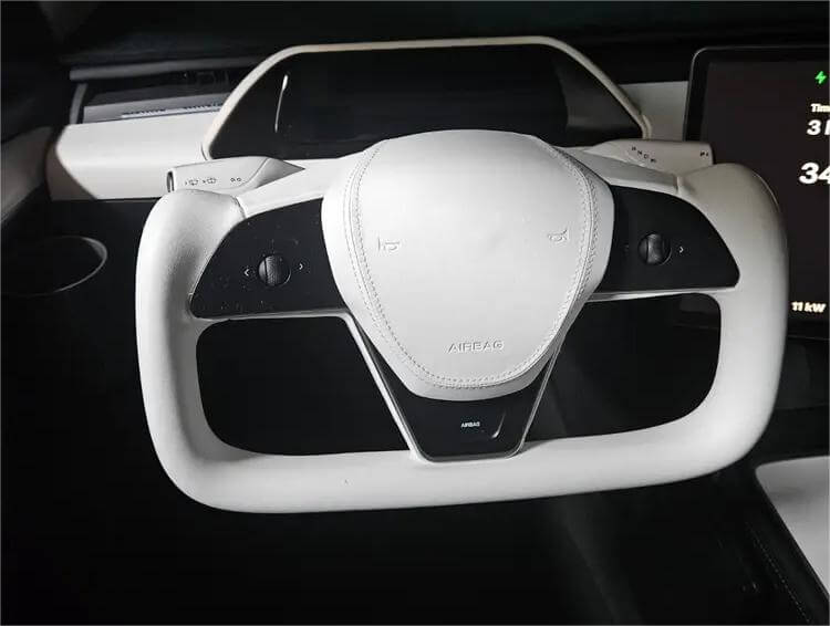 Tesla 3/Y/S/X - Yoke - Hvid Nappa Læder - 2018-2024