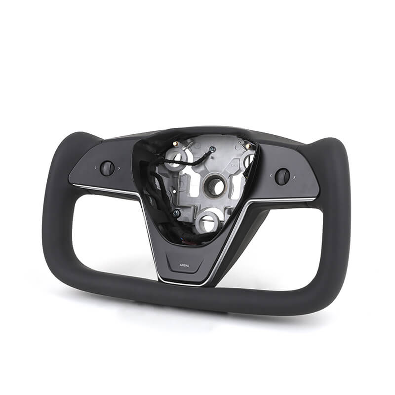 Tesla 3/Y/S/X - Yoke - Sort Nappa Læder - 2018-2024