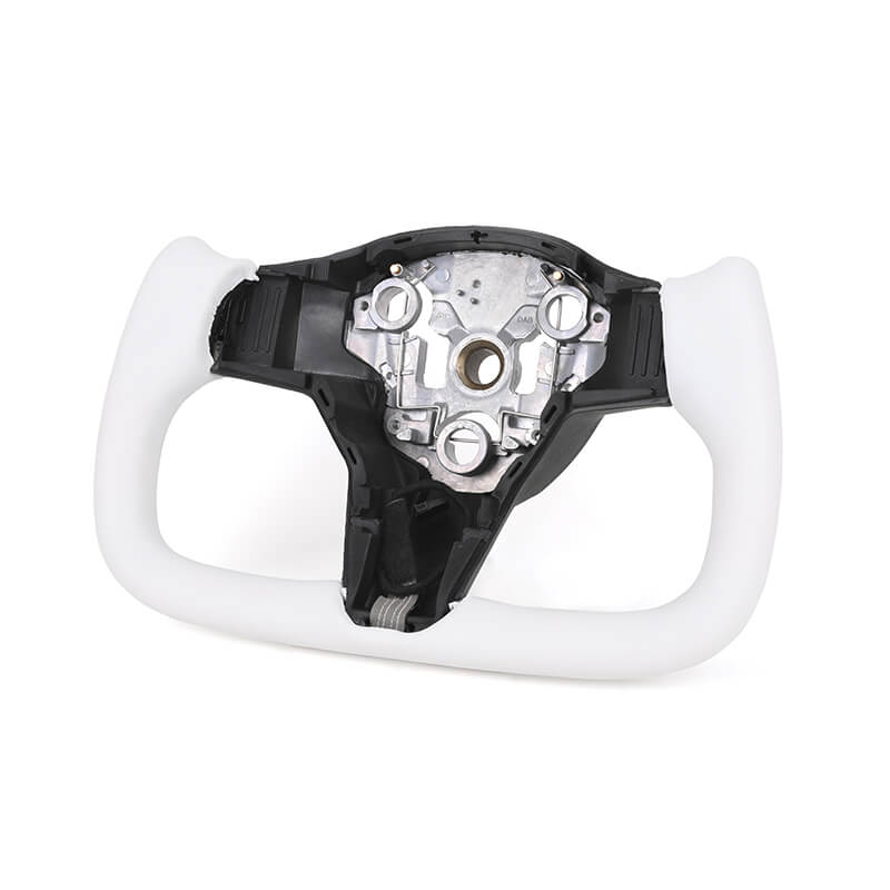 Tesla 3/Y/S/X - Yoke - Hvid Nappa Læder - 2018-2024