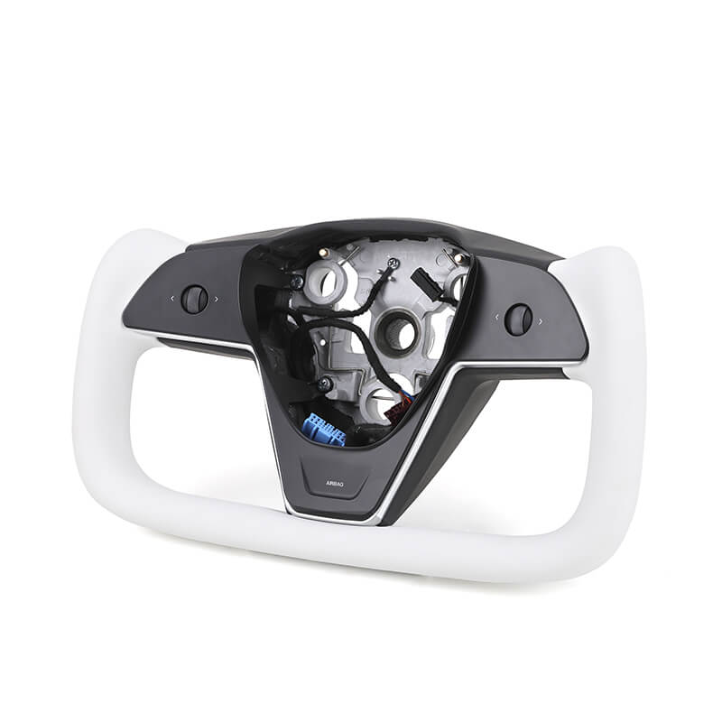 Tesla 3/Y/S/X - Yoke - Hvid Nappa Læder - 2018-2024