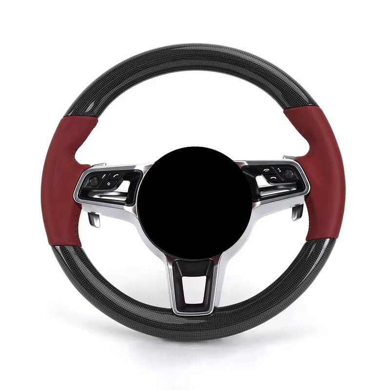 Porsche - Piano Sort Carbon - Rød Læder Sider